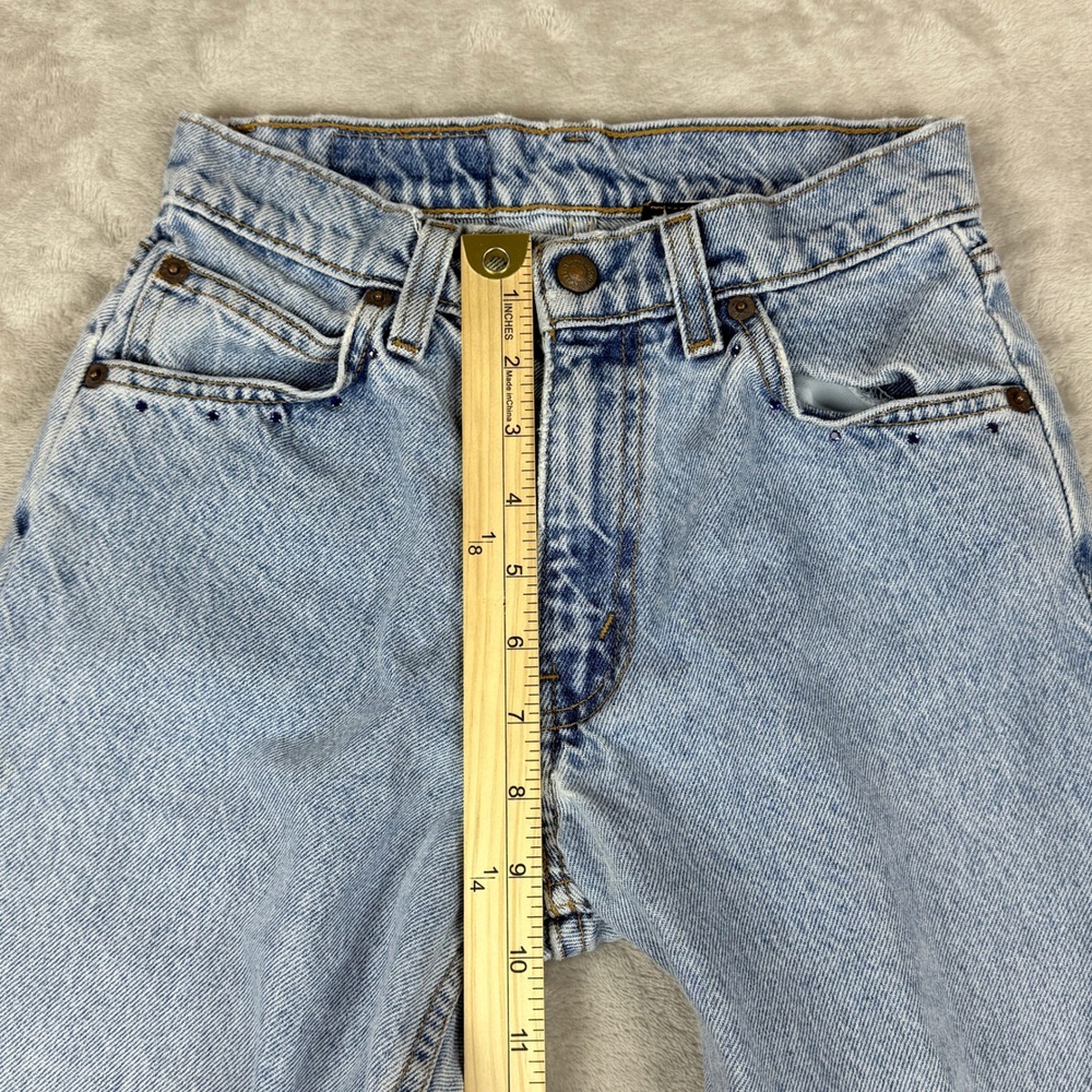 VTG Levis 565 Jeans Girls 14 (23x24) Slim Wide Leg Zutopia Beaded Orange Tab Y2K - Picture 10 of 14